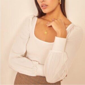 NWOT Reformation Jeans Ribbed Vita Top in White XS